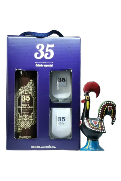 Licor 35 - Chocolade & Hazelnoot Likeur | Pack Met 2 Glazen | 50cl | SaboresDePortugal.nl